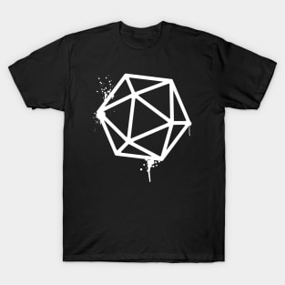 D20 Dice White Spray Paint RPG T-Shirt